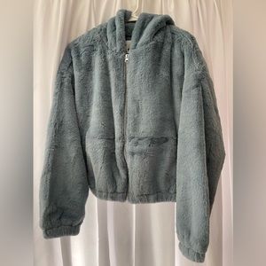 BP - Blue Fluffy Zip-Up Jacket